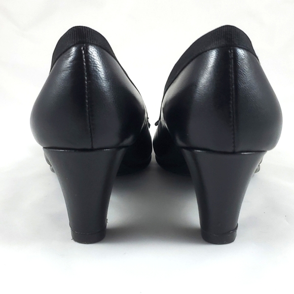 Aerosoles Playhouse Black Leather Bow Round Toe Pumps 2.5" Heels - Picture 12 of 15